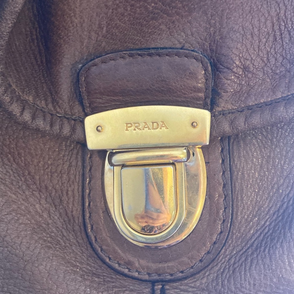 Vintage Prada Cervo Shine Hobo Bag in Luggage Brown - Picture 4 of 13